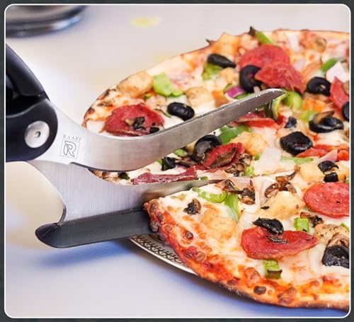 Pizza Scissors with Non Stick Slice Server. Sharp Pizza Cutting Without Topping Mess.Firm Grip, Food Grade Stainless Steel Pizza Cutter. Dishwasher Safe. 4 in 1 Kitchen Scissors (Black Spatula)