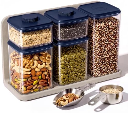 SMIRLY Glass Airtight Food Storage Containers with Pop Lids - Blue