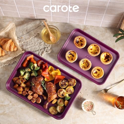 CAROTE 3-Piece Baking Sheet, Nonstick Cookie Sheets, Royal Violet