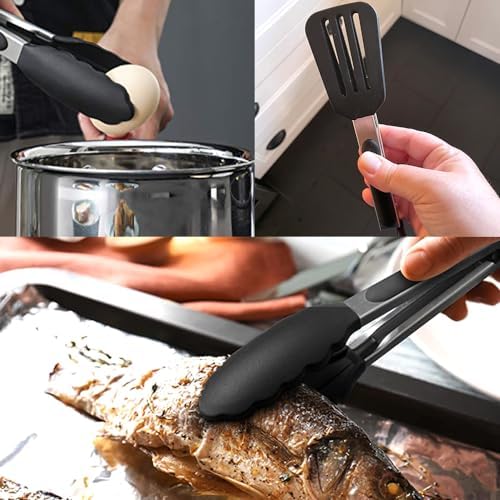 7 Inch Mini Silicone Serving Tongs with Silicone Tips Set of 2