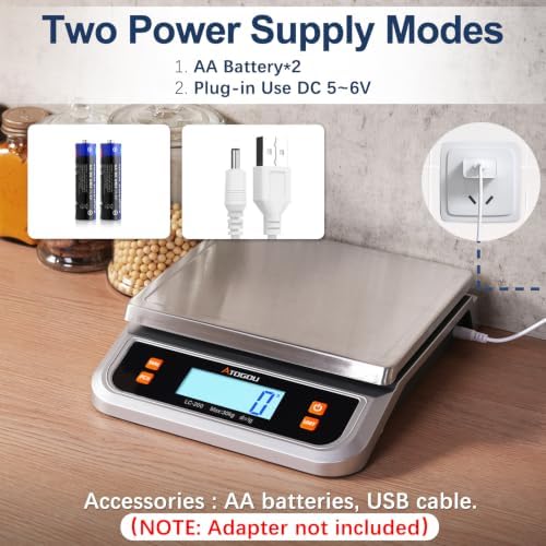 Atogou 66lb Food Scale, Commercial Kitchen Scale Plug-in Usable