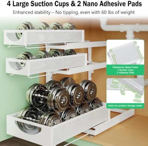 Under Sink Organizer, 2-Pack 3-Tier Pull Out Cabinet Organizers and Storage