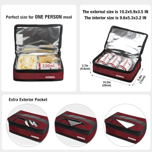 Aosbos Small Insulated Lunch Bag,Compact Lunch Box For Work & Office