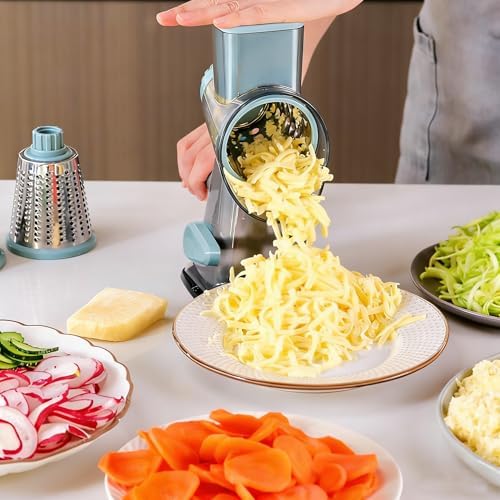 KalraMay Rotary Cheese Grater with Handle, Multifunctional Cheese Shredder