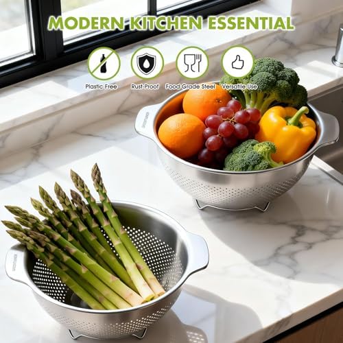 Greentainer 18/8 Stainless Steel Colander for Kitchen (5QT)