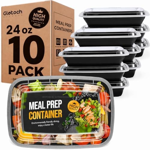 Glotoch Meal Prep Containers with Lids, 24 oz, 10 Pack (20-Piece)