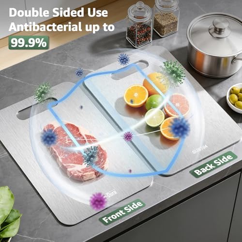 Stron-Dura Cutting Board, Stainless Steel Cutting Board, Foodgrade Cutting Boards for Kitchen, Double Side Use, Odor free, L, 15" *11"
