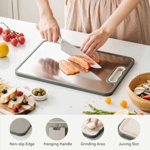 2PCS Titanium Cutting Board Double Sided Food Grade Chopping Board