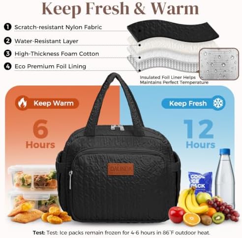 DALINDA Lunch Box Lunch Bag for Women Men, Insulated Lunch Bags, Reusable Bubble Crinkle Cute Lunchbox Lunchbag Small Cooler Tote Bag for Work, Travel, Picnic, Camping