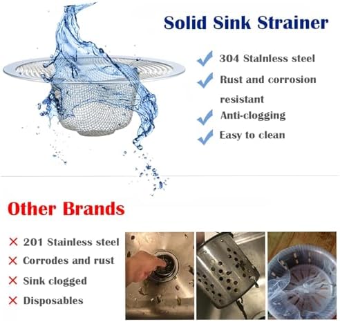 6 pcs Heavy Duty Stainless Steel Slop Basket Filter Trap, 2.75" Top / 1" Mesh Metal Sink Strainer,Perfect for Kitchen Sink/Bathroom Bathtub RV Wash Basin Floor Drain Balcony Drain Hole