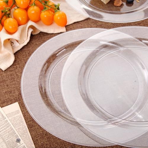 bUCLA 30PCS Clear Plastic Dinner Plates Disposable - 10.25" Heavy Duty Clear Plastic Plates for Party & Wedding