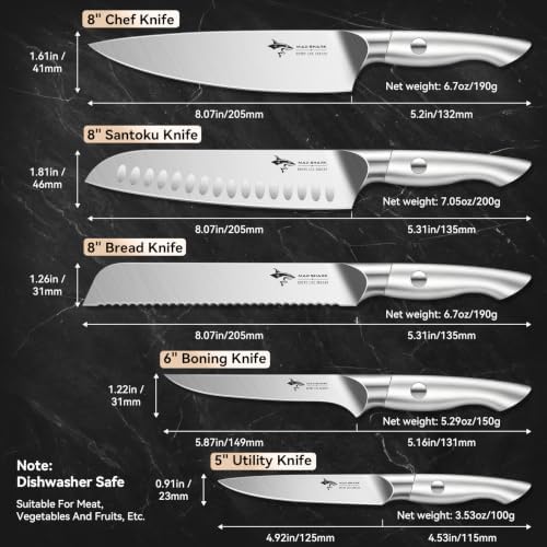 MAD SHARK Kitchen Knife Set,5PCS High Carbon Stainless Steel Chef Knife Set