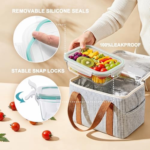8 Pack Glass Food Storage Containers with Lids(Green)