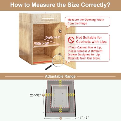 Fokyfok Pull out Cabinet Organizer,11"-17"W,25"-32"D,Expandable,Adhesive