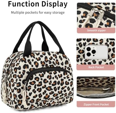 Lunch Bag Women Lunch Box for Women Adult Cute Insulated Lunch Bag Small Cooler Lunch Tote Bags for Work Picnic School (Leopard)