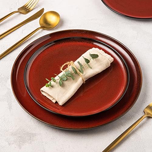 LERATIO Ceramic Plate Set of 6,8.5 Inch Reactive Glaze Salad Plates