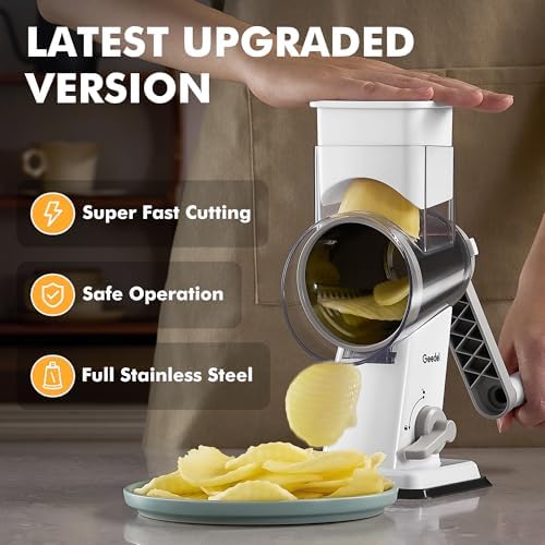 Geedel Upgraded Rotary Cheese Grater Hand Crank, Vegetable Shredder Slicer