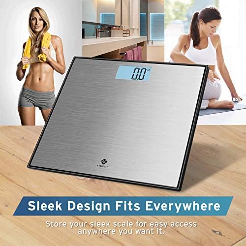 Etekcity Stainless Steel Digital Body Weight Bathroom Scale Step-On Technology Large Blue LCD Backlight Display, 400 Pounds, Grey, 12x12 Inch (Pack of 5)