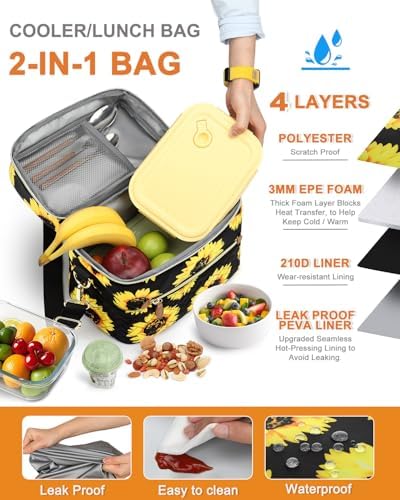 Capolo Lunch Bag for Women Men Insulated Lunch Tote Leakproof Lunchbox Bags