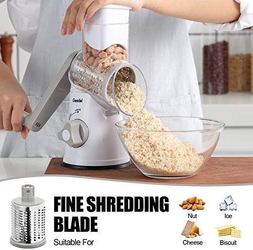 Geedel Rotary Cheese Grater Hand Crank, Cheese Shredder Vegetable Slicer