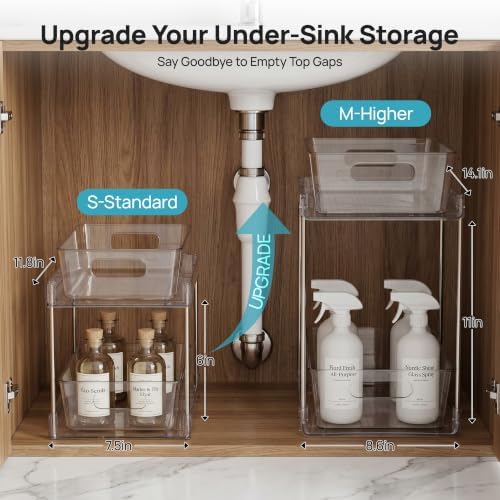 Vtopmart 2 Pack Larger Higher Pull Out Under Sink Organizer (M-Higher)