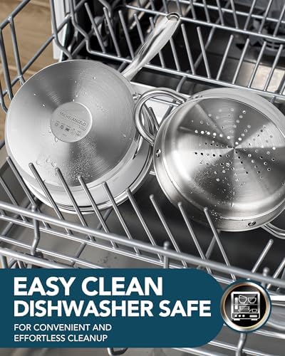 MICHELANGELO 1.5 Quart Saucepan with Steamer, Stainless Steel Saucepan with Lid, Triply Bottom Induction Compatible, Multipurpose Sauce Pot, Dishwasher Safe