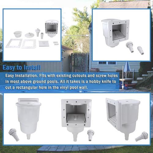 Kefly Above Ground Pools Skimmer with Accessories, Thru-Wall Skim