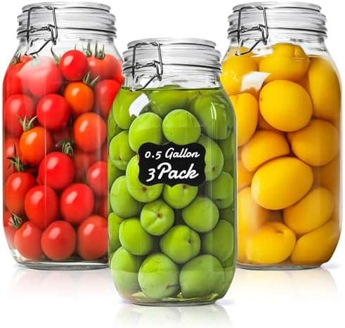 ComSaf Large Glass Jars with Airtight Lids 71 oz 3 Pack Pantry Organization