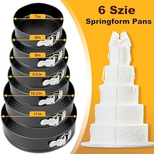 Springform Cake Pan, Cake Pan with 6 Different Size (7,8,9,9.5,10.2,11inch), Cake Molds for Baking with Removable Bottom, Non-Stick Bakeware for Effortless Baking and Easy Release