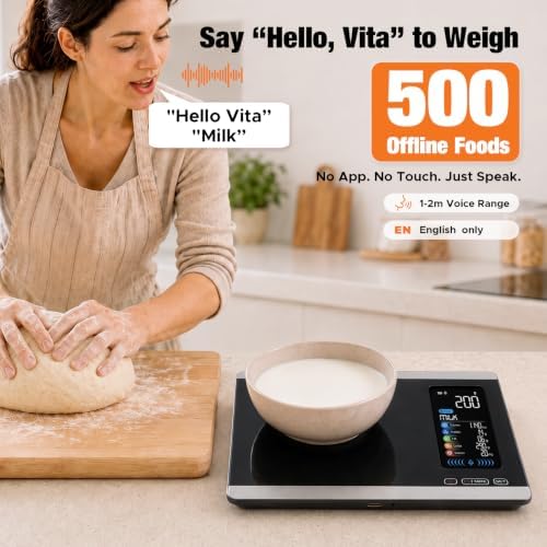 AI Voice Food Scale with Nutritional Calculator, Type-C, Fitdays+