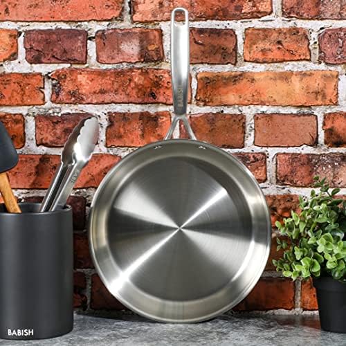 Babish 10-Inch Tri-Ply Stainless Steel Frying Pan – Professional Grade Skillet for Searing, Sautéing & Everyday Cooking