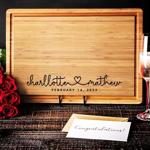 Personalized Wood Engraved Cutting Board - Valentines Day Gift for Her - Unique Present for Wedding, Anniversary, Housewarming, Birthday, Holiday, or Romantic Gift Idea for Friends, Family, Mom, Dad