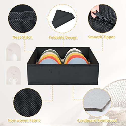 DIMJ Clothes Drawer Organizer, 12 Packs, Foldable Underwear Organizer for Baby Clothes, Tie, Bra, Sock (Black)