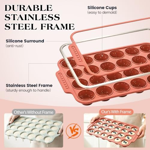 Silicone Muffin Pans for Baking with Metal Reinforced Frame