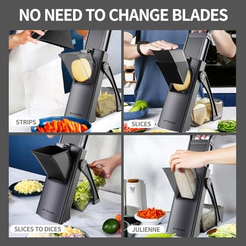 [All in 1] Safe Mandoline Veggie Slicer + Spiralizer for Kitchen