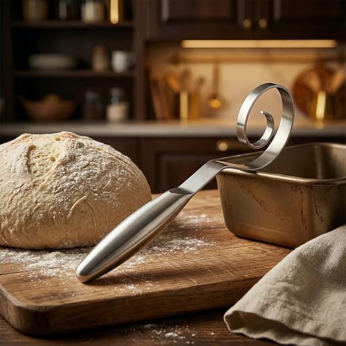 Maxjoy Danish Dough Whisk, Seamless Stainless Steel Sourdough Bread Tool