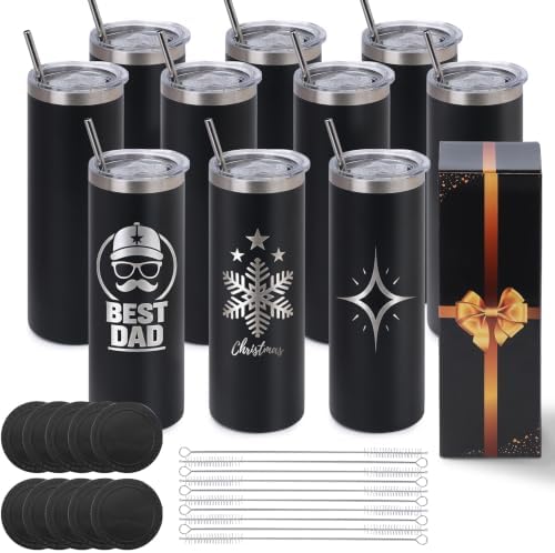 Joyclub Insulated Tumblers Bulk 20 oz 10 Pack Black DIY Tumblers