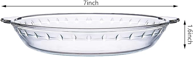 Glass Pie Plate 7" Pie Pans Pie Baking Dishes with Handles for Serving and Baking Glass Pie Dish for Snacks, Salads, Desserts (2)