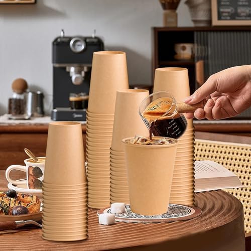 BYSNOW 1000 Pack 12 oz Kraft Paper Cups, Disposable Coffee Hot Water Cups
