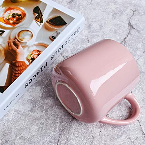 Bosmarlin Glossy Ceramic Coffee Mugs Set of 2, Tea Cup for Office and Home, 18 oz, Suitable for Dishwasher and Microwave(Pink, 2)