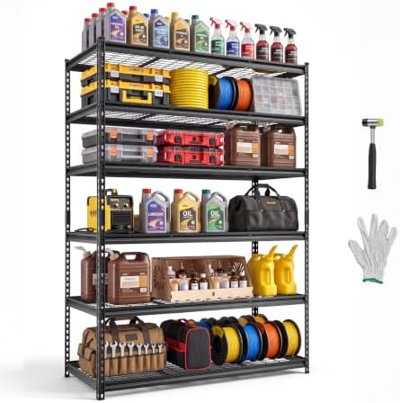 VEVOR Storage Shelves, 6-Tier 3600 lbs Garage Shelving 55 x 24 x 77 in