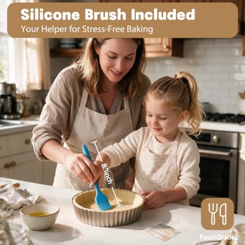 Deep Dish Pie Pan: 2 Pack 9.5 inch Quiche Baking Pan Removable Bottom