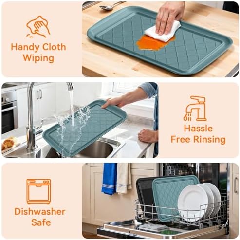 Grilling Prep & Serve Trays for Party Set of 4, Large BBQ Serving Platters