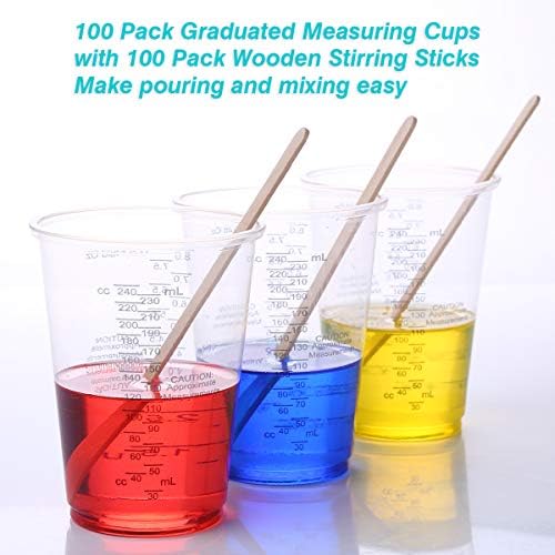 100pcs 8oz Graduated Clear Plastic Measuring Cups