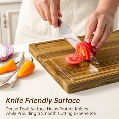 THETCHRY Teak Wood Cutting Board Set of 3 Wooden Cutting Boards for Kitchen