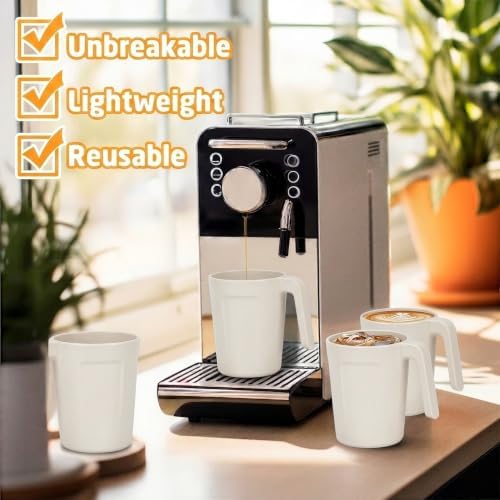 Wheat Straw Cups 16 OZ, Unbreakable Coffee Cups Set of 6 - White