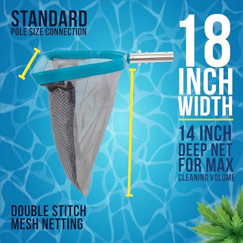 U.S. Pool Supply Pool Skimmer Net - Heavy Duty 18" Pool Net Skimmer Rake
