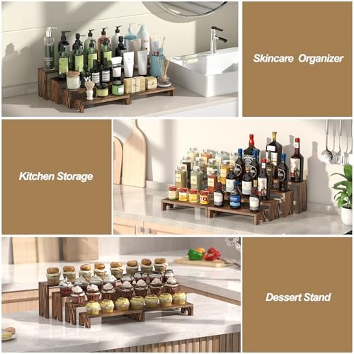 4 Set Wooden Tiered Risers Display Stands for Vendor Events,Stackable Wood Cupcake Display Stand,Farmhouse Decor Wood Dessert Table Display Set,Vendor Booth Display Items,Food Display Risers for Party