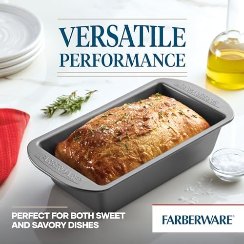 Farberware Nonstick Bakeware Bread and Meat Loaf Pan Set for Baking, Gray