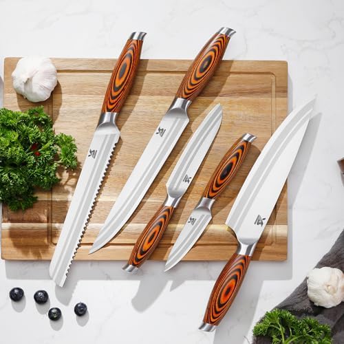 MSY BIGSUNNY 5pcs Knife Set Kitchen Utensils Knife, German Stainless Steel Professional Chef Kitchen Knife Set